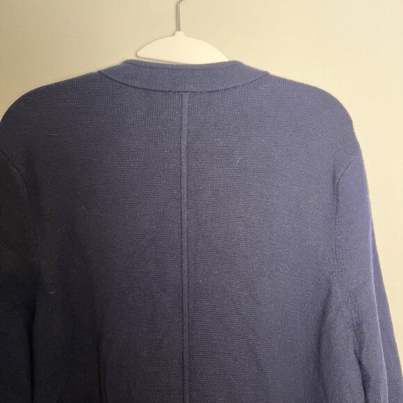 Talbots Womens Button Up Wool Blend Knit Blazer Sz XL Navy Blue Military Preppy - Picture 15 of 16